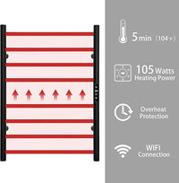 KEG Smart WiFi Towel Warmer Wall Mounted with Built-in Timer and Temperature Adjust Control, 8 Bars Electric Stainless Steel Heated Towel Racks for Bathroom Black
