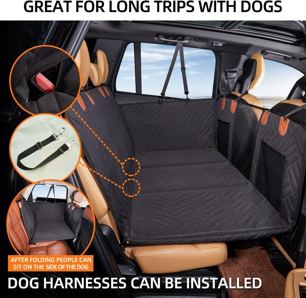 Hard Bottom Dog Car Seat Cover for Back Seat - Black / For Car/SUV/Small Truck - image 3