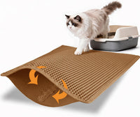 Pieviev Cat Litter Mat, Double-Layer Waterproof Litter Trap - Brown / 30x24 Inch