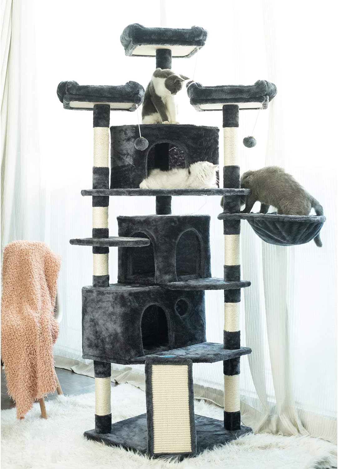 Hey-brother Cat Tree Tower with Multi-Level Large Condo - Gray - image 4