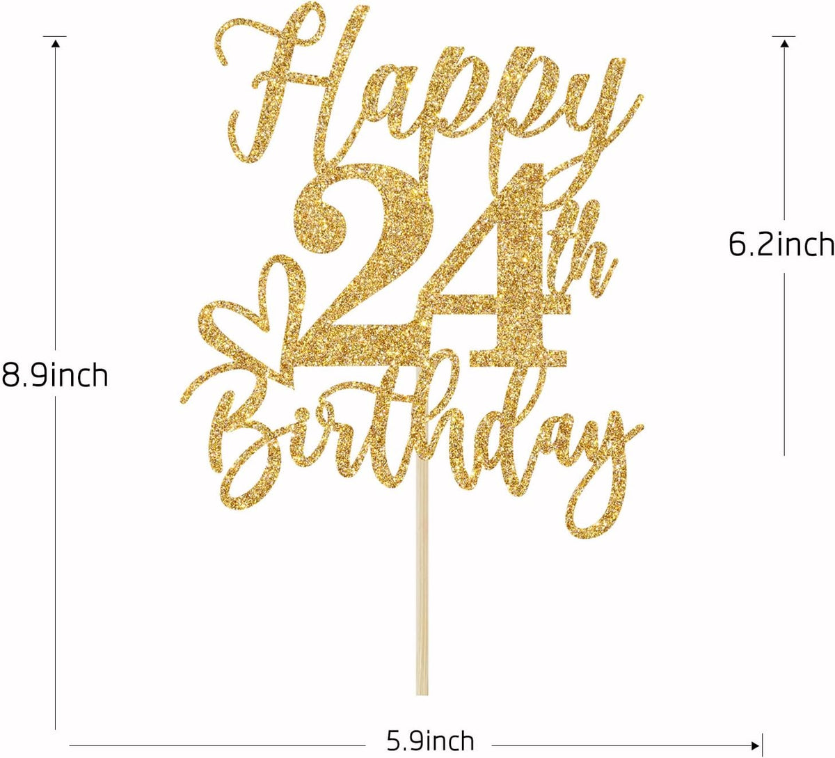 Happy 83rd Birthday Cake Topper - happy 24th birthday / Gold Glitter - image 4