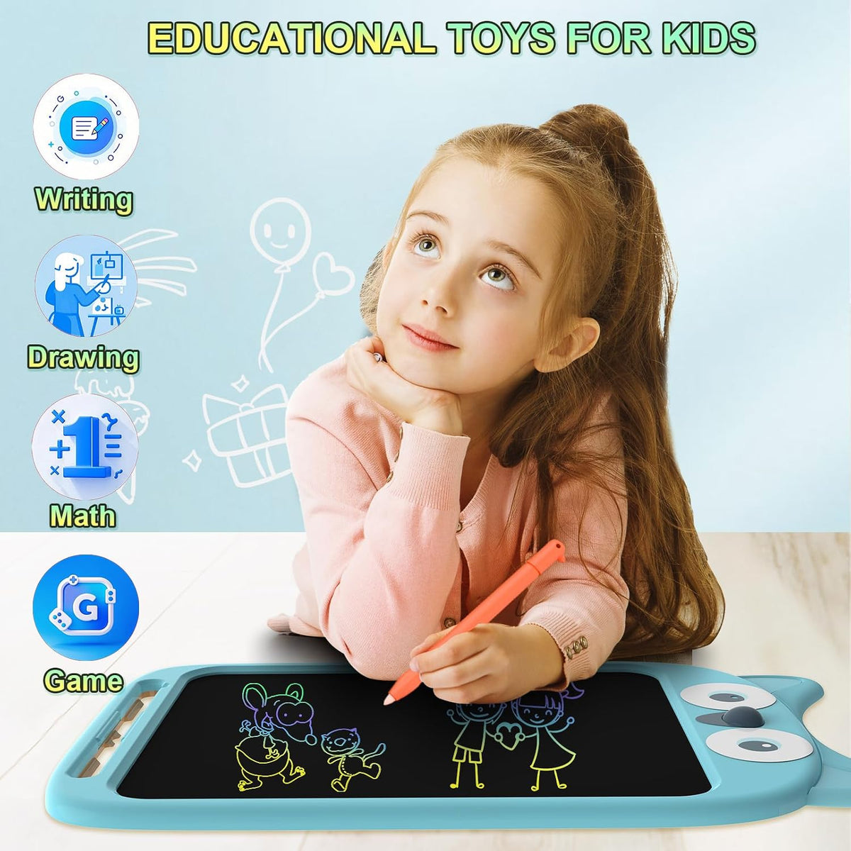 CHAFEGY lion LCD writing tablet for kids, 10 inch colorful doodle board with stylus - view 8