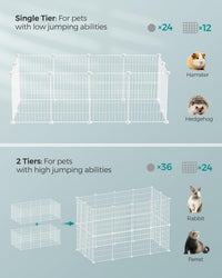 SONGMICS Pet Playpen, Small Animal Cage – Essentials for Small Pets - White / 48.4"L x 24.8"W x 16.1"H / 12 Panels - image 4