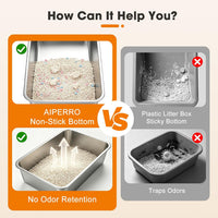 AIPERRO Stainless Steel Litter Box with Lid - Silver Gray / Large / 1 Count - image 2