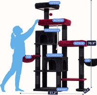 Hey-brother Cat Tree Tower with Stable Extended Base - Black and Red - image 2