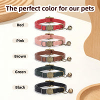 THAIN Leather Cat Collar with Bell Breakaway, Adjustable - Pink - image 4