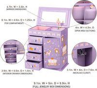 Jewelry Box for Girls 5-Layer with Swing Door Spinning Ballerina - Purple - image 4