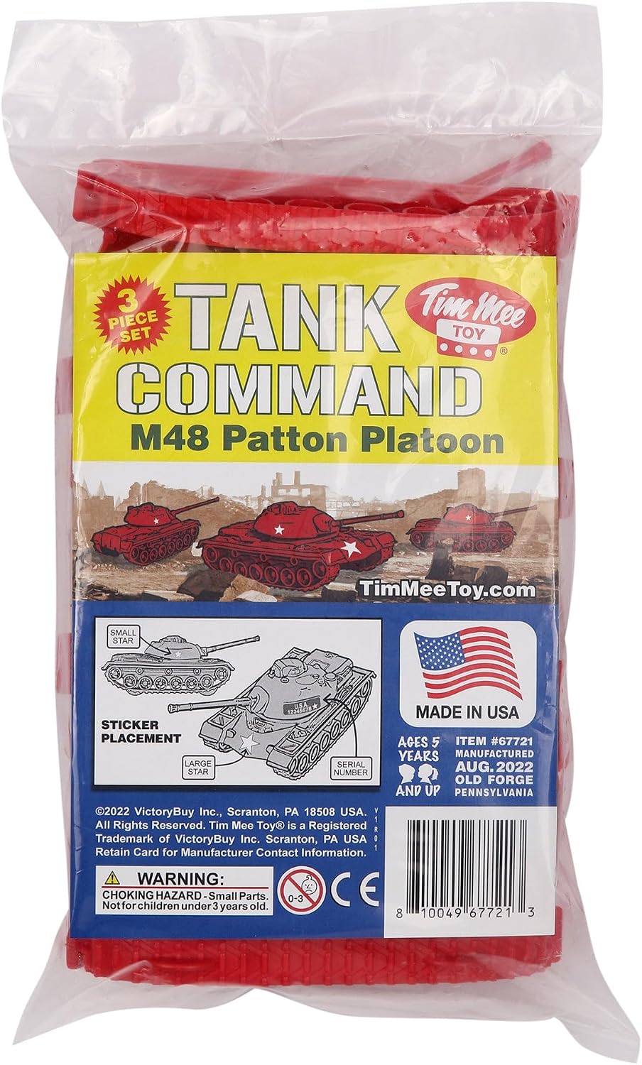 TimMee Toy Tanks for Plastic Army Men, OD Green WW2 3pc - Red - image 4