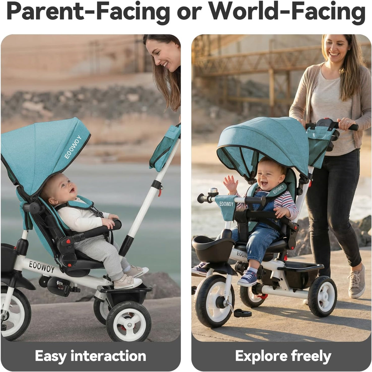 EOOWOY 7 in 1 Toddler Tricycle - Green - image 4