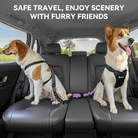 Pawaboo 2Pack Dog Seatbelt for Car, Dog Car Seat Belt Bungee, Shockproof Dog Tether for Car with Buckle & Hook Latch, Adjustable Reflective Dog Car Harness Leash with 360° Lockable Buckle, Purple