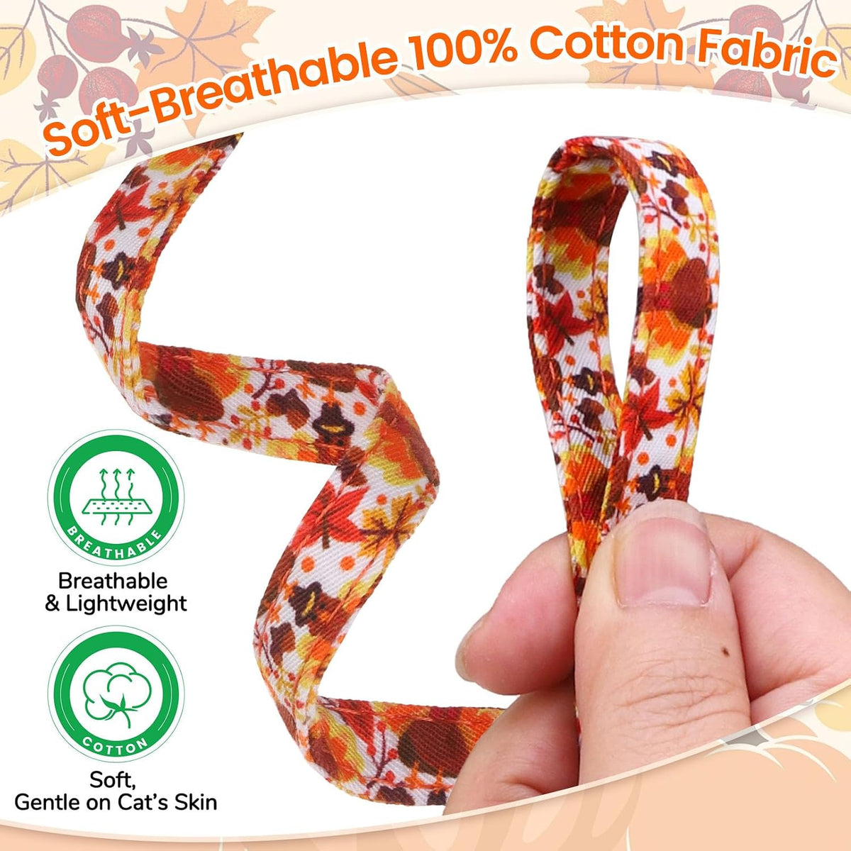 BINGPET Halloween Cat Collar Breakaway - Fall(Orange + Green + Black) - image 3