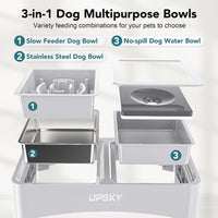 UPSKY 2-in-1 Elevated Dog Bowls Set with 4 Height Adjustable Stand - E-3-in-1 (White) - image 3