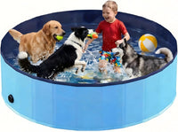 Foldable Dog Pool, Collapsible Dog Swimming Pool Hard Plastic Portable Pets Bath Tub for Dogs - 3XL - 72" x 12"