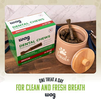 Amazon Brand - Wag Dental Chews - Green Dental Brush for Dogs, Large, Unflavored, 24 Count (Pack of 1)