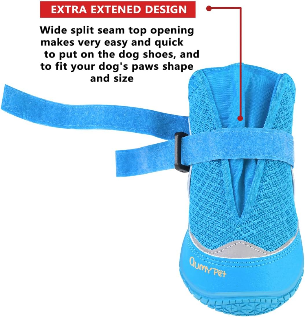QUMY Dog Shoes for Large Medium Dog Boots & Paw Protectors for Hot - Blue / Size 6: 2.6''x3.0''(W*L) for 52-65 lbs - image 4