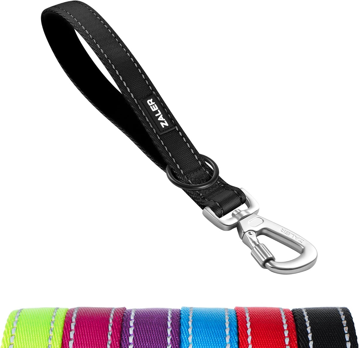ZALER 1 ft short nylon traffic dog leash with padded neoprene handle