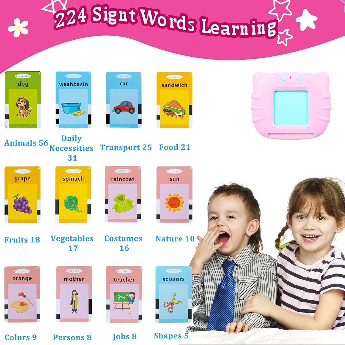 QuTZ Phonics Learning Toy for Preschool Kids - Pink / Basic 224 Words - image 2