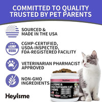 Lysine Supplement for Cats, Cat Treats for Sneezing and Runny Nose, Cat Cold, Cat Immune Support, Eye Function, and Respiratory Health, L-Lysine cat Vitamins for Cats (120 Pills, Salmon)