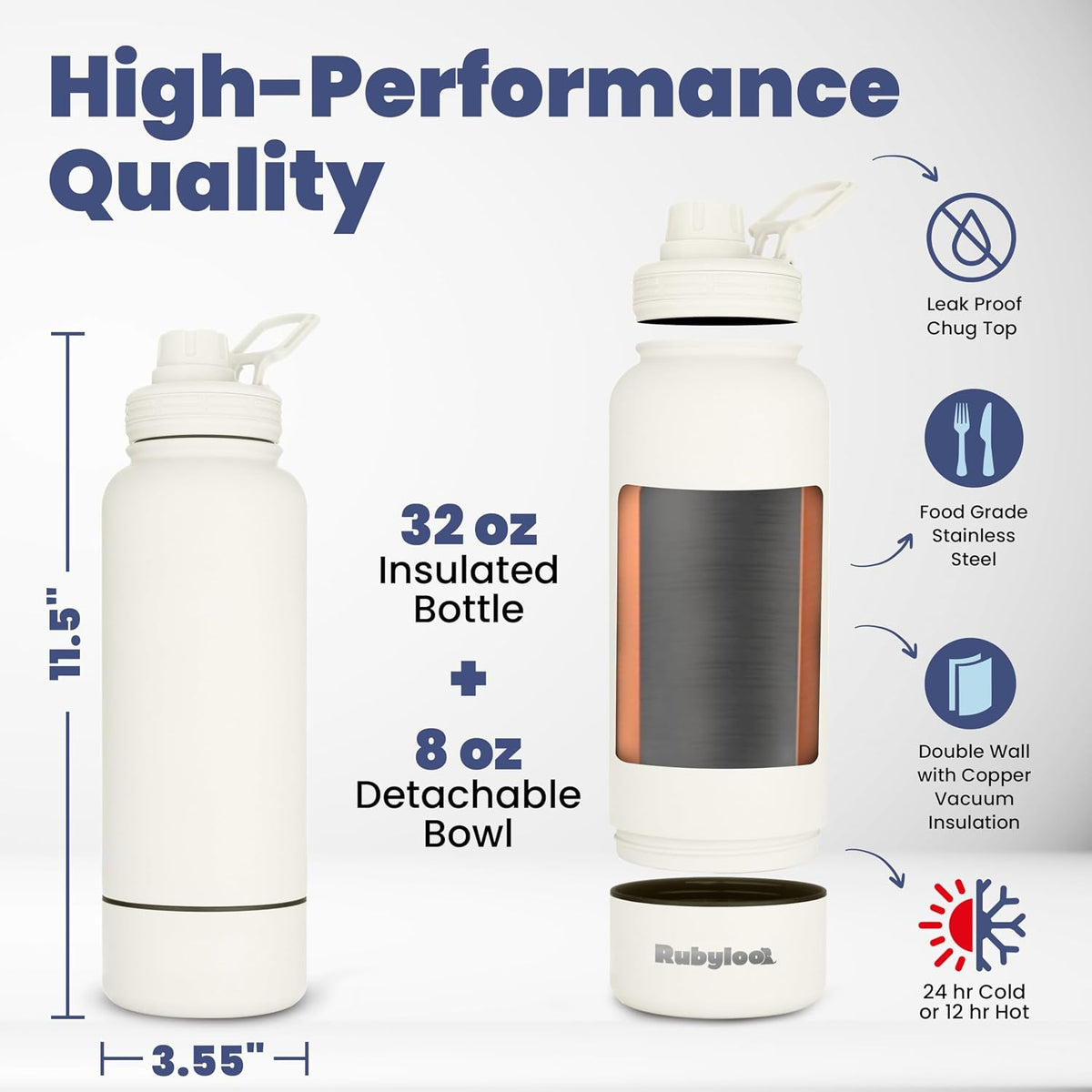 Rubyloo Dog Mom Water Bottle with Detachable Bowl for Dog Lovers – Essentials for Dogs - Solid Cream - image 4