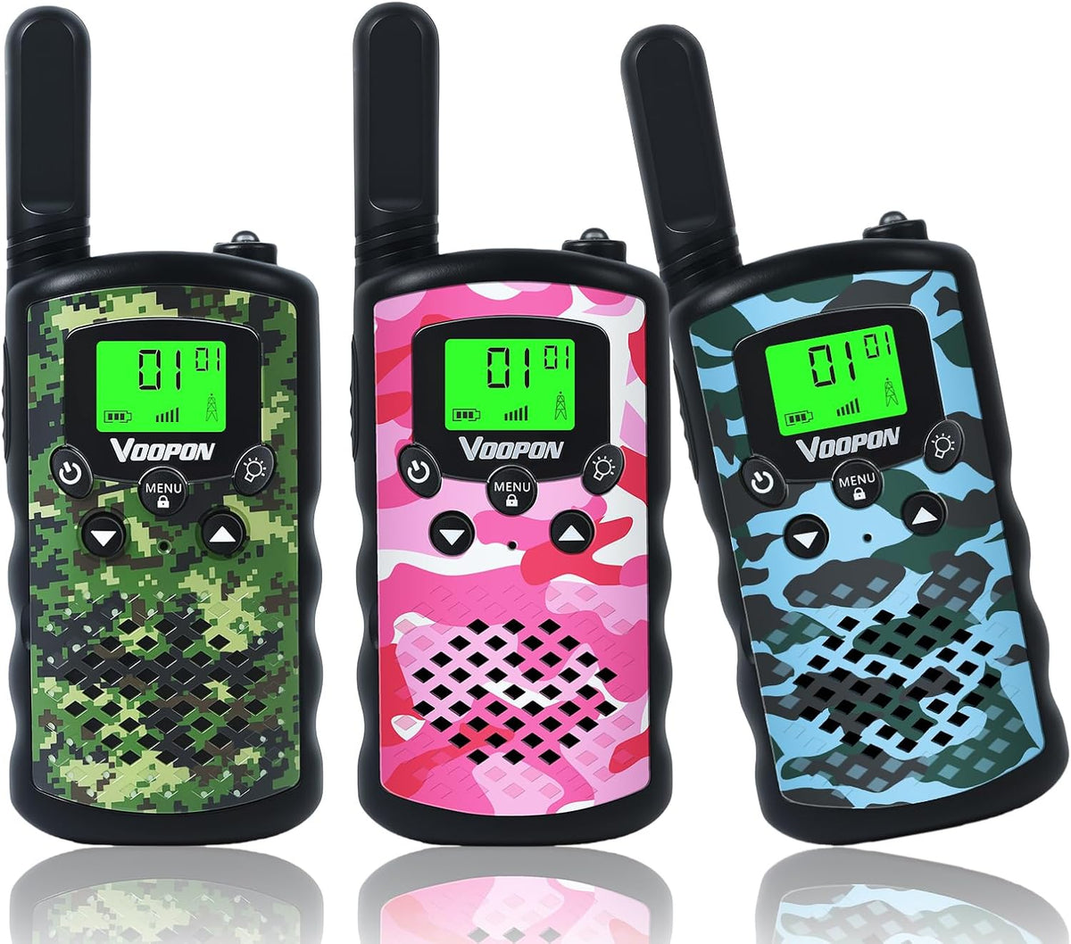 VOOPON green camo walkie talkies for kids with LCD screens - view 4