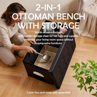MEEXPAWS cat litter box enclosure furniture with foldable ottoman and waterproof interior - view 4