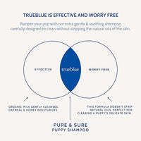 TrueBlue Pure & Sure Puppy Shampoo – Cleansing Wash, Deodorizing, Moisturizing – Toxin Free, Milk, Honey Natural Botanical Blend – Tearless Dog Shampoos – 12 Fl. Oz.