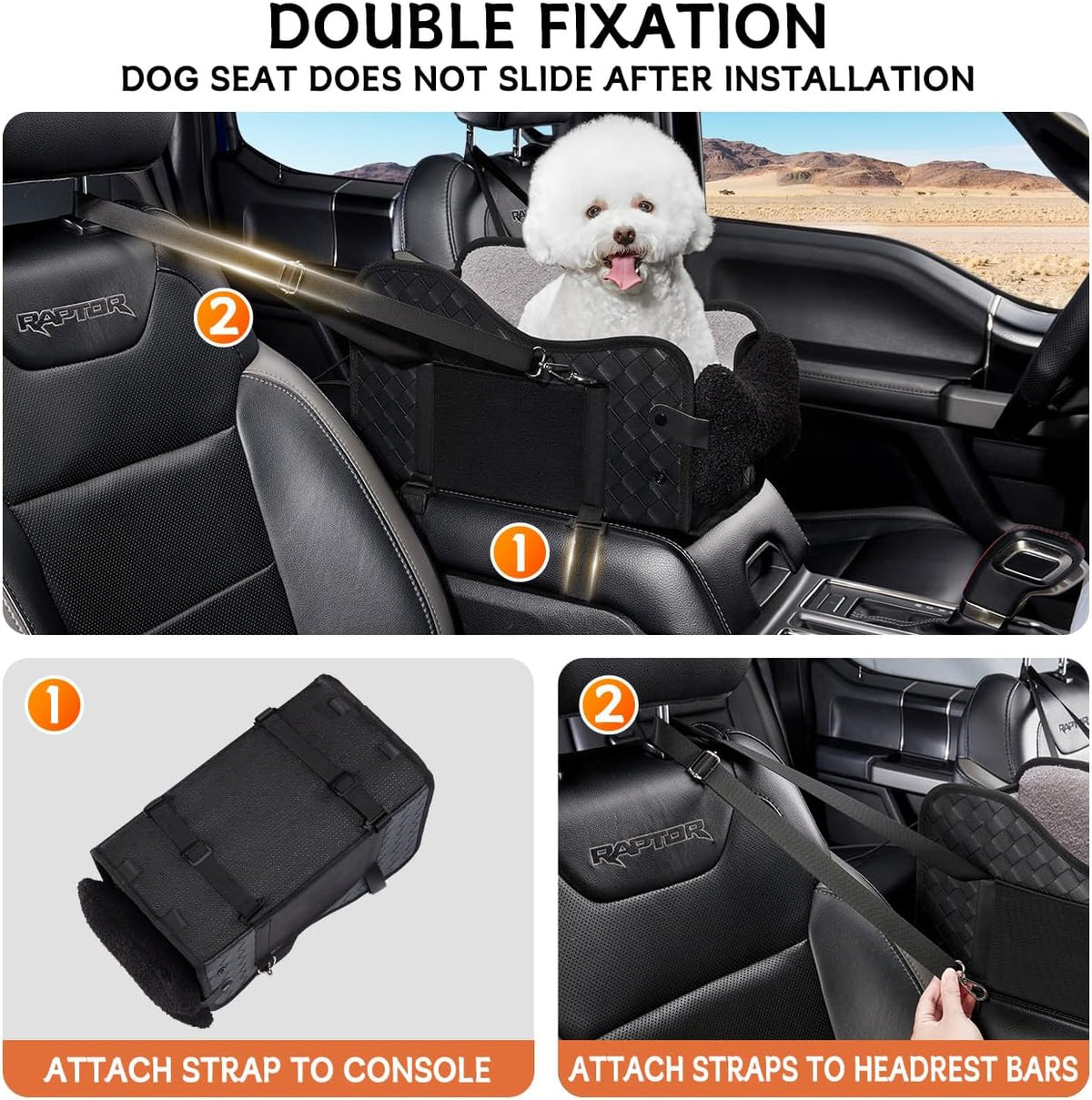 Center Console Dog Car Seat for Small Dogs - leather black - image 3