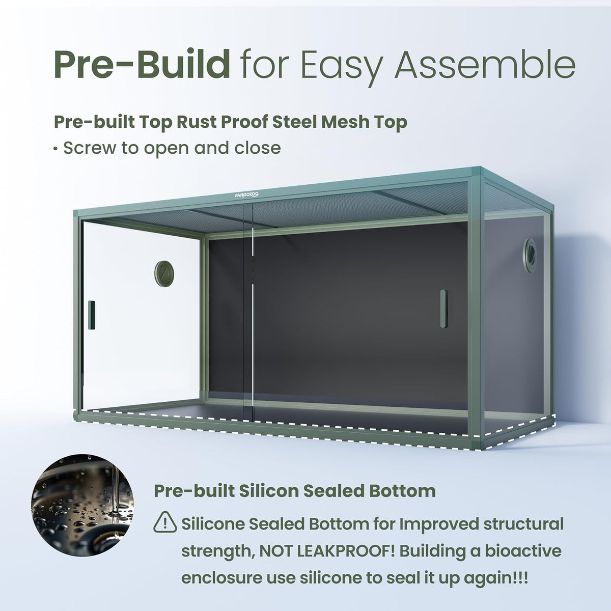120 Gallon Reptile Tank, Stackable 4x2x2 Reptile Enclosure – Essentials for Reptiles And Amphibians - Earthy Green / 120 Gallon - image 4