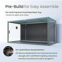 120 Gallon Bearded Dragon Tank,48" x 24" x 24" Reptile Tank with Sliding Door Top Screen Ventilation, Front Opening Reptile Enclosure for Easy Maintenance