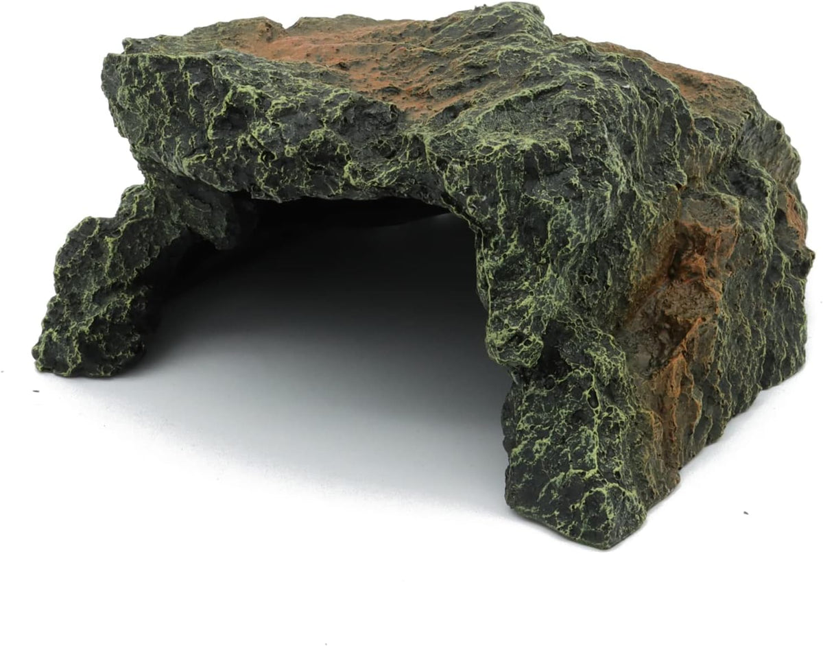 JIHAQUA Reptile Rock Hide Cave Aquarium Habitat Decor Tortoise Hideout