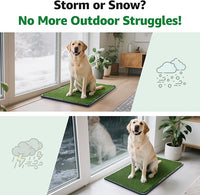 Dog Grass Pad with Tray,35.5” x 23.6” Indoor Dog Potty System 2 Pics Replacement Artificial Grass Mats-5 Pics Disposable Puppy Pads,for Puppy Training Apartment,Balcony and Apartment Use