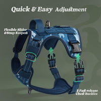 rabbitgoo Tactical Dog Harness for Large - Blue Camo / M(chest:20.1"-33.9",neck:17.7"-22.3",back:7.5") - image 2