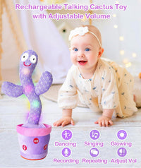 Rechargeable Dancing Talking Cactus Toy - Purple - image 2