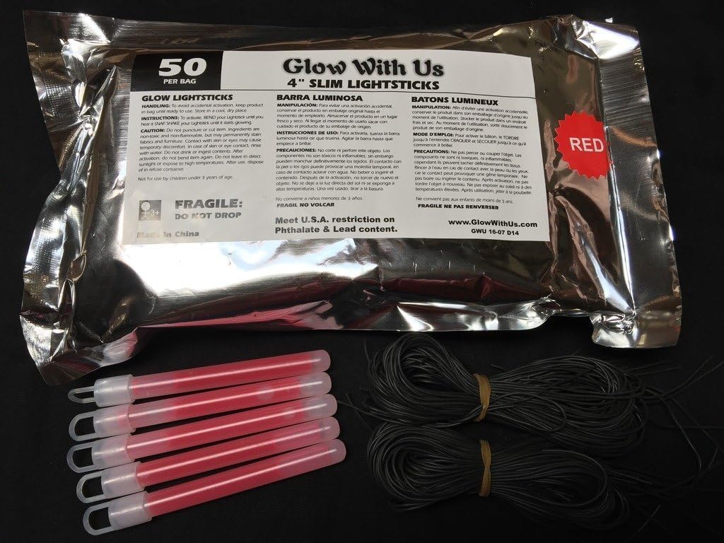 Glow With Us 50 pack of 4 inch orange glow sticks with necklace strings - view 15