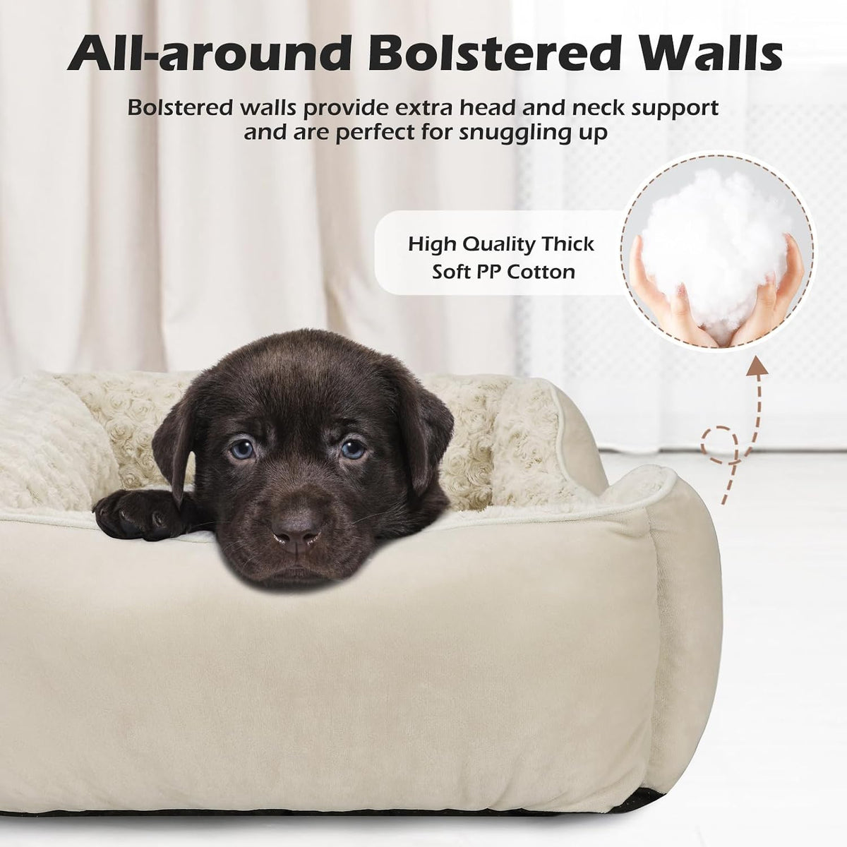 Rectangle Washable Orthopedic Dog Bed for Small - S(20"x 19"x 6") / Cream - image 2