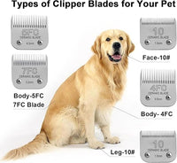 Detachable Pet Dog Clipper Blades, Compatible with Size-5FC(6.3mm), Most Oster A5, KM Series Clippers,Made of Ceramic Blade & Stainless Steel Blade 2Pack