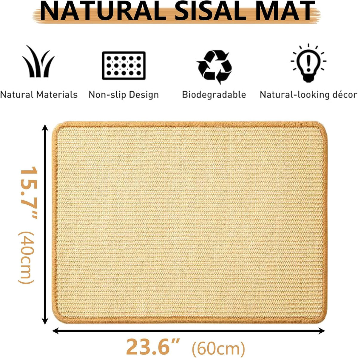2PCS Rabbit Scratch Mat, Natural Bunny Pad Claws and Teeth Care - Natural 2pcs / 24"x16" - image 2
