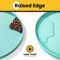Conlun Dog Food Mat,1/2 Inch Raised Edges Cat Feeding Mat for Spill Containment,BPA-Free Silicone - 32"L x 32"W / Turquoise - image 2