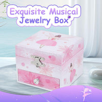 Girls Musical Jewelry Box with Drawer and Spinning Ballerina - Pink flower fairy - image 4