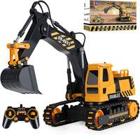 DOUBLE E Remote Control Excavator Toy - Black-yellow
