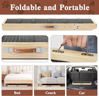 Dog Ramp for Couch, Wooden Pet Ramps 39.37" Long Adjustable 11"-20.47" Folding Puppy Ramps with High Traction Mat, Dog Stairs for Small & Medium Older Dogs & Cats, up to 150lbs