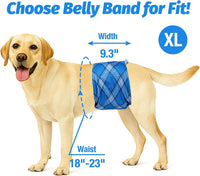 Pet Soft Dog Belly Bands - Washable Dog Diapers Belly Band for Male Dogs, Reusable Male Dogs Wraps - Blue Plaid / X-Large (19''-23'') - image 2