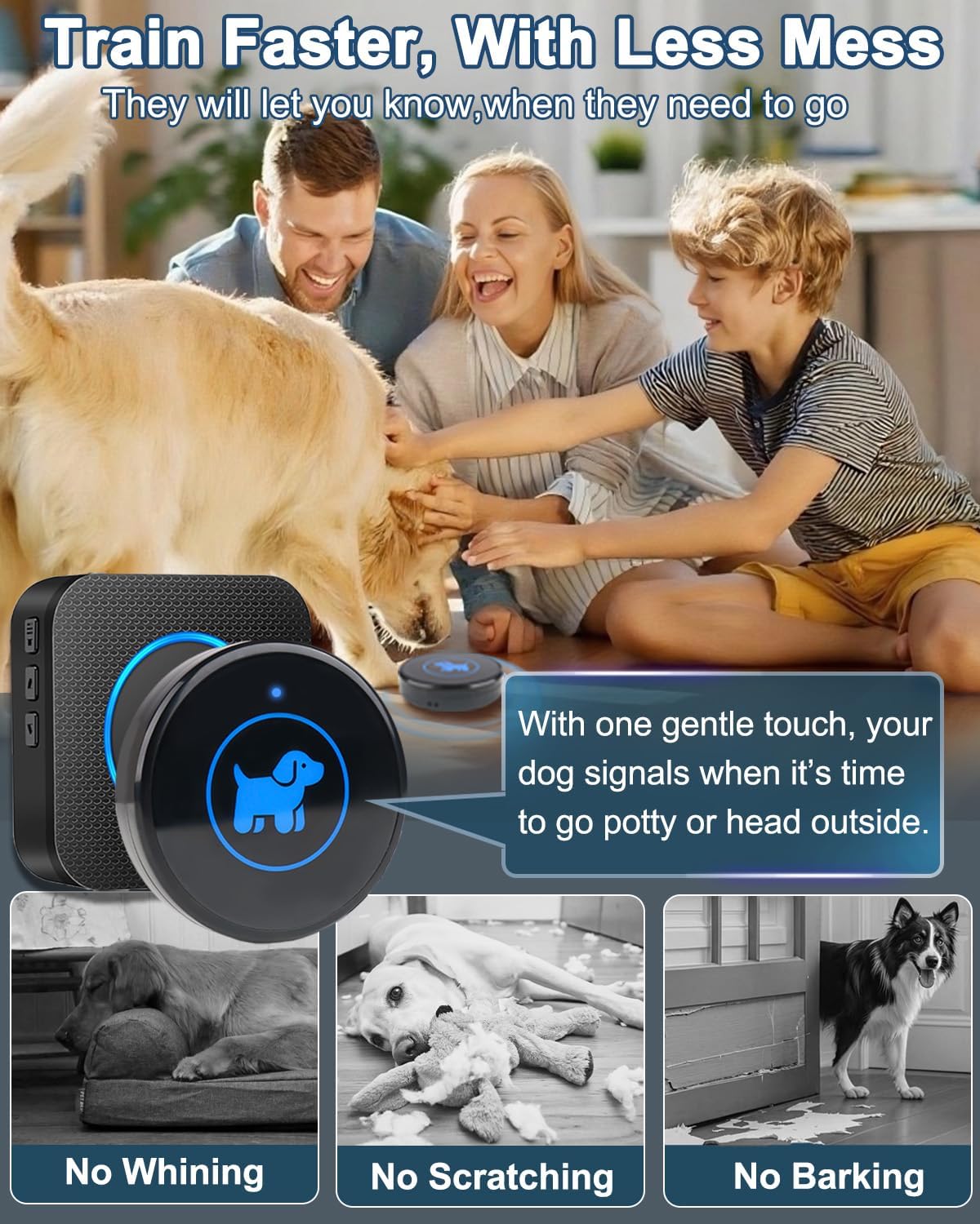 Dog Door Bell for Potty Training - Black – 2 Buttons - image 3