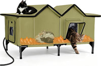 Outdoor Heated Cat House for Outside - Green / XXL