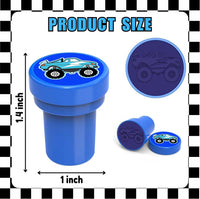 Car and truck stampers for kids, 12 pre-inked stamps in different vehicle designs and colors - view 20
