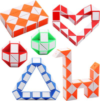 Yeetec mini snake cube puzzle 9 pack, 24 block twist toys in assorted two-tone colors - view 3