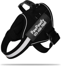 PawPawify Custom No Pull Dog Harness with Name and Phone Number, Heavy Duty Personalized Pet Vest to Prevent Tugging, Pulling, or Choking, Training and Walking (New Black, XS (5-9LBS))