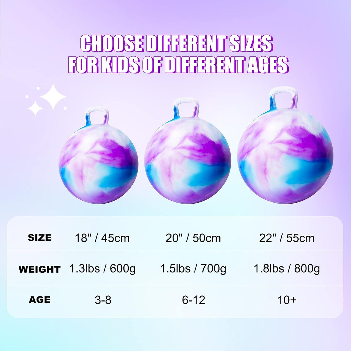 ZOOJOY Hopper Ball, Hopping Toys for Kids - Age:3-8(18''/45cm) / Purple Clouds - image 4