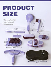 11PCS Horse Grooming Kit Curry Comb Sweat Scraper Horse Bathing Supplies Grooming Tools with Storage Bag Sugar Taro