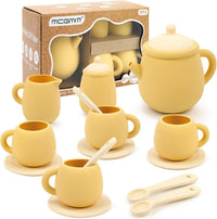 MCGMITT Silicone Tea Party Set, Toy Tea Set for Toddlers Kids - Yellow